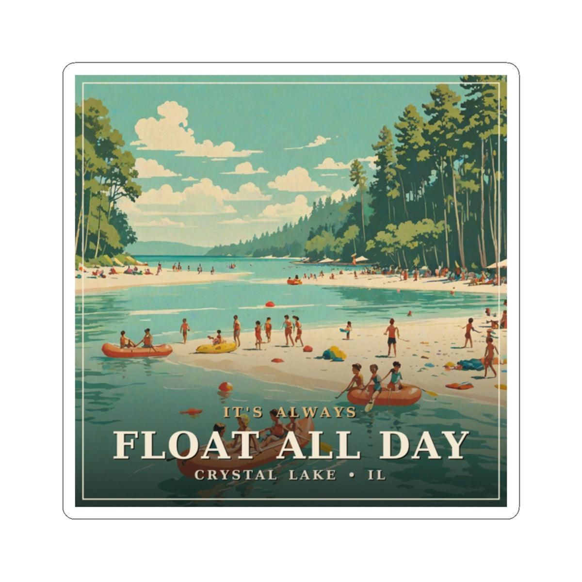 Float All Day - Crystal Lake Sticker | Corner & County